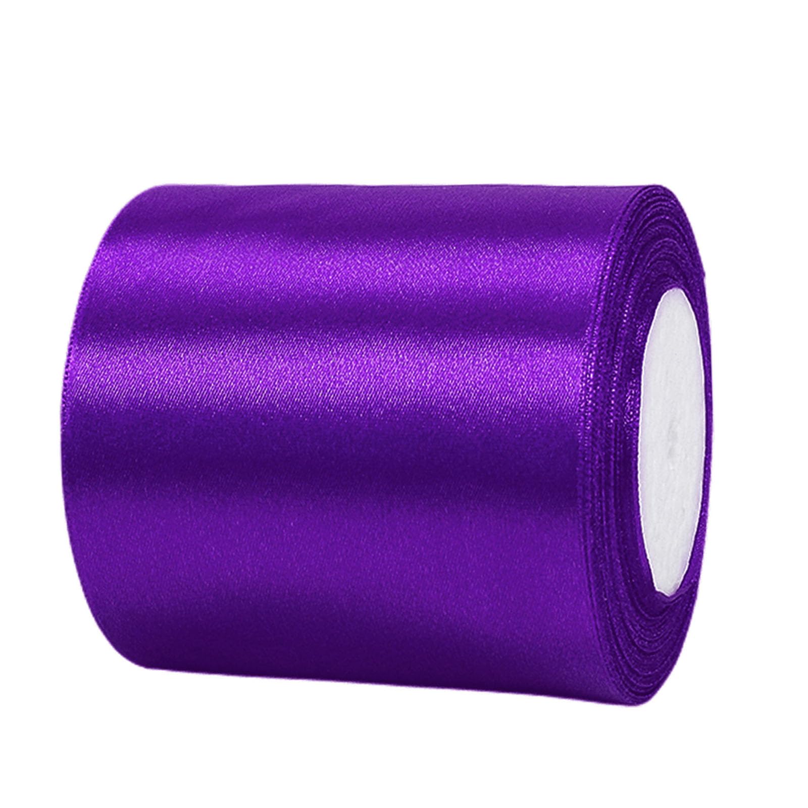 100mm Wide Thick Purple Ribbon for Gift Wrapping,22m 4Inch Large Fabric Satin Ribbon Purple Bow for Gift Wrapping,Ribbons for Crafting,Hair,Bouquets,Wedding,Car,Presents,Cake,Christmas Decorations