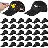 30 Pcs DIY Baseball Caps, White Painting Caps, Blank Adjustable Polyester Caps for Little Ones, Outdoor Sports Hats for Camp, Group Events, Craft Projects
