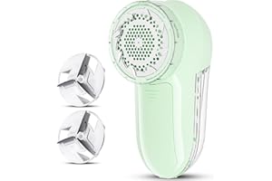 JUEYINGBAILI Fabric Lint Shaver - Fuzz Remover, with 3 Shave Heights, Battery Operated, AC120V Electric Sweater Shaver, Light Green - Remove Clothes Fuzz, Lint Balls, Pills, Bobbles