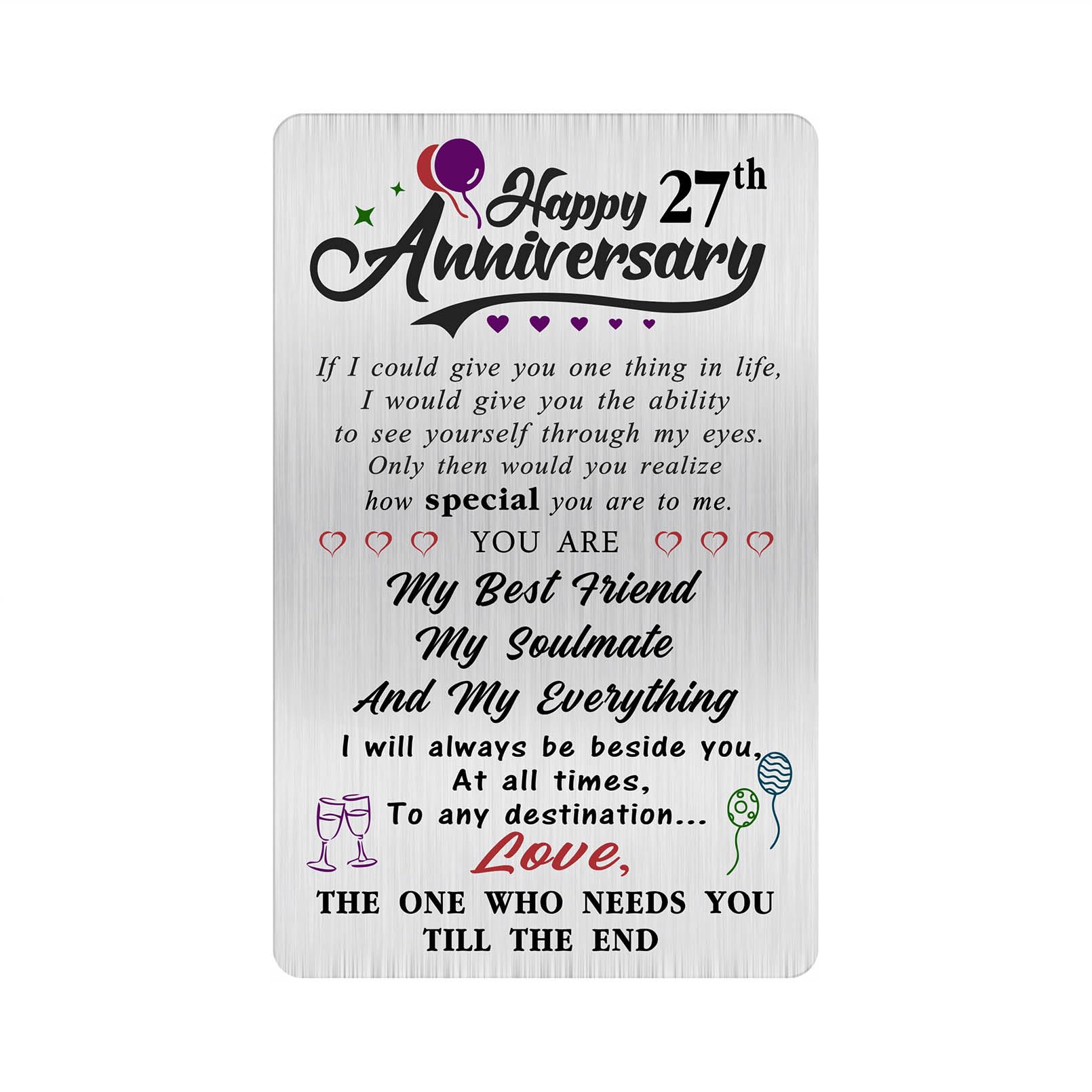 Alotozo 27 Year Wedding Anniversary Card - Happy 27th Wedding Anniversary Cards Gifts for Husband Wife - 27 Years Anniversary Card for Him Her