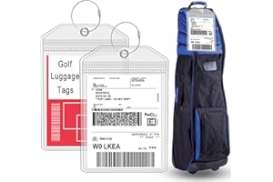 CRUISEAU Extra Large Golf Luggage Tag 9" x 6 ", Shipping Label Holder for Golf Bag- Plastic Waterproof Zipper Pouch - PVC Luggage Tag Holders for Ship Sticks 2 Packs