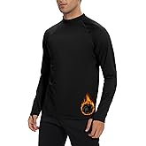 Cagola Men's Fleece Lined Thermal Shirts Midweight Crew/Mock Neck Base Layer Long Sleeve Top Cold Weather Workout