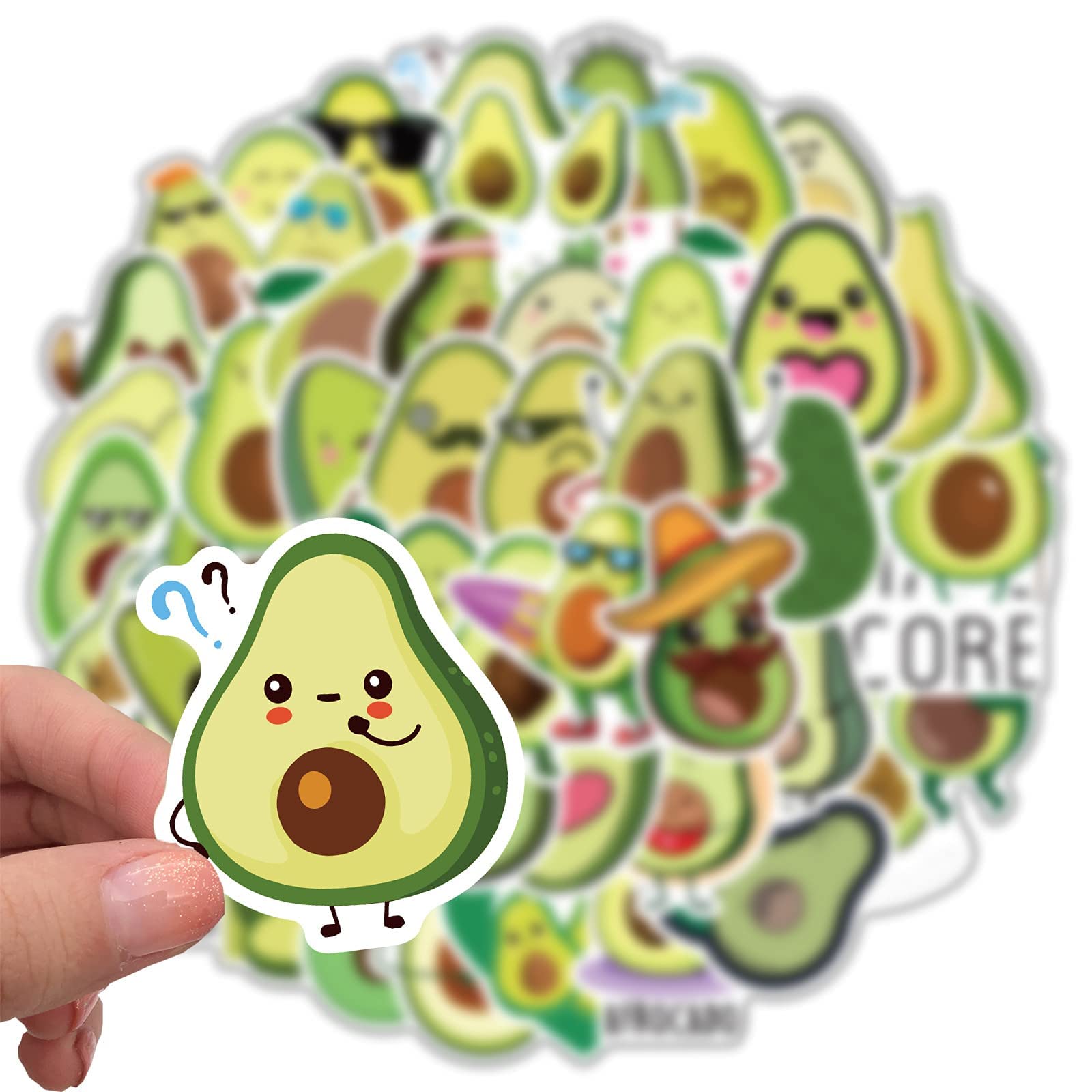 50 PCS Avocado Stickers Pack for Water Bottle, Laptop, Phone, Luggage, Skateboard Stickers for Adults Teens Girls Kids — image 1