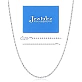 Jewlpire Silver Rope Chain/14k Gold Plated Chain Necklace for Men, 2.5mm 3mm 4mm Chains for Men Women, Stainless Steel Necklace Chains, Mens Necklaces 16 18 20 22 24 26 Inch