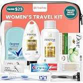 Travel Essentials For Women TSA Approved Toiletry Bag &amp; Travel Size Kit | Travel Size Toiletries: Shampoo, Conditioner, Bar Soap, Toothpaste, Deodorant And Accessories. Cruise, Flight, Hospital Bag
