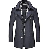 CHARTOU Men's Stylish Scarf Single Breasted Wool Walker Coat Thick Winter Jacket-6 Colors