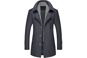 CHARTOU Men's Stylish Scarf Single Breasted Wool Walker Coat Thick Winter Jacket-6 Colors