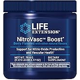 Life Extension NitroVasc™ Boost, Blood Flow Supplement, Nitric Oxide Support, Heart Health, Cardiovascular Support, L-arginine, Gluten-Free, Non-GMO, Vegetarian, 1 Scoop, 30 Servings