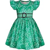 HenzWorld Girls Disgust Costume Cartoon Joy Costume Dress up for Kids Flutter Sleeve Dress Halloween Cosplay Party Outfit