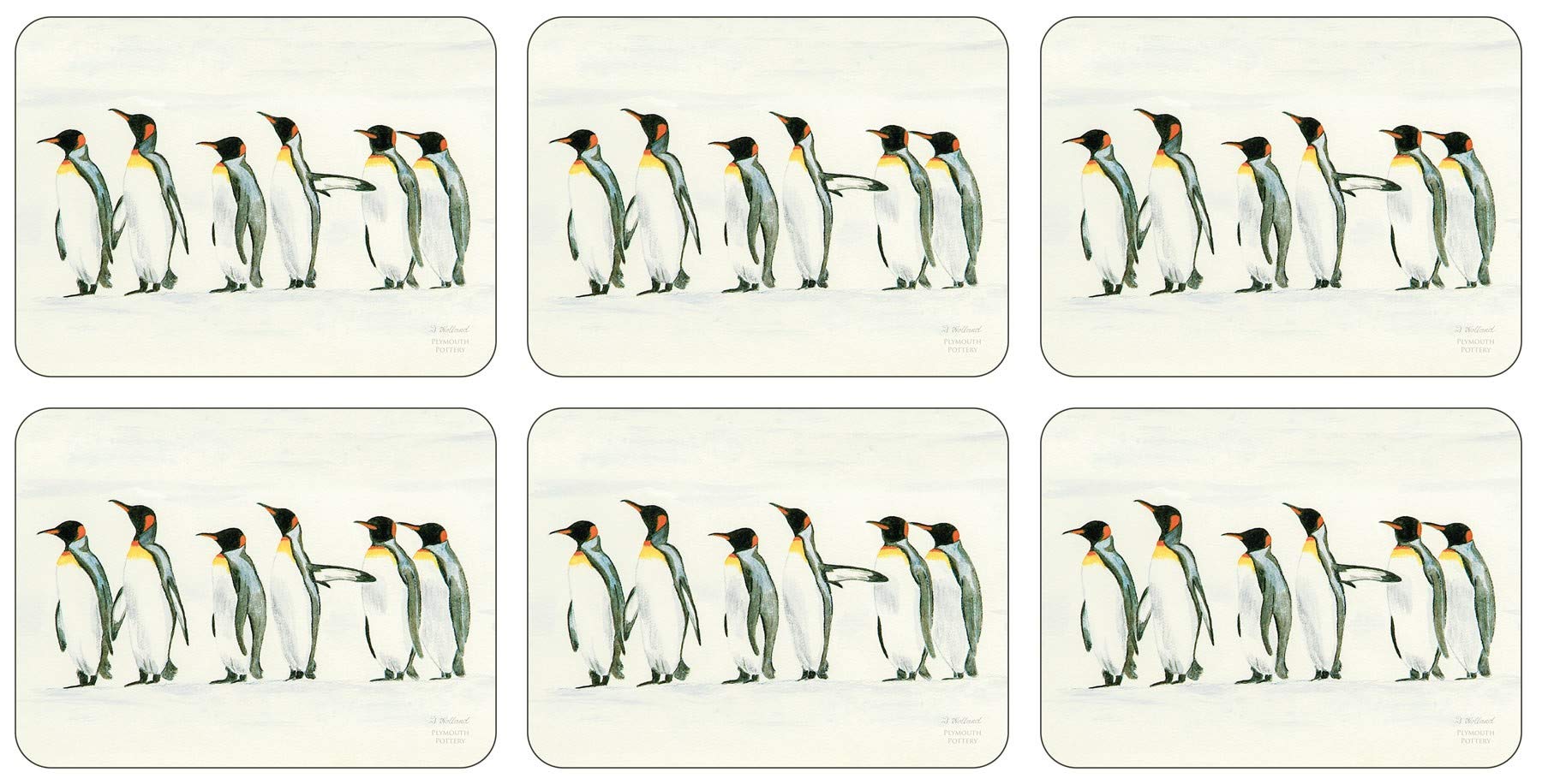 Plymouth Pottery - Penguin Parade Placemats - Set of 6