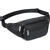 ZZNICK Genuine Leather Fanny Pack/Waist Bag/Organizer with Adjustable Belt, Multiple Pockets For Men and Women