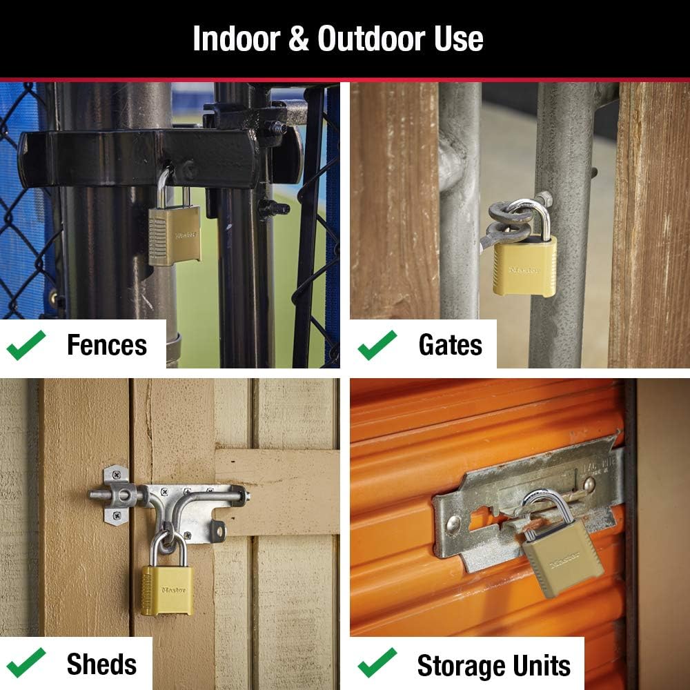 Master Lock 875D Heavy Duty Outdoor Combination Lock, 2 in. Wide, Brass Finish - - 