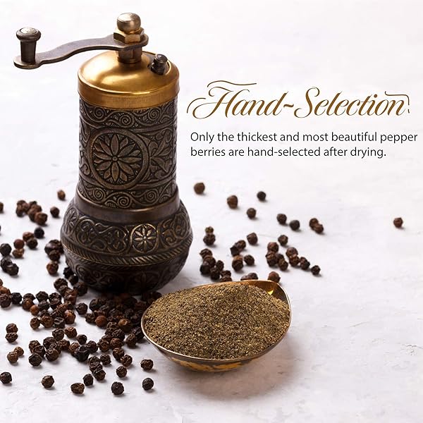 THE SPICE LAB BLACK TELLICHERRY PEPPERCORNS FOR GRINDER PACKED IN THE USA – STEAM STERILIZED KOSHER NON-GMO ALL NATURAL BLACK PEPPER 5015 (1 LB RESEALABLE BAG)