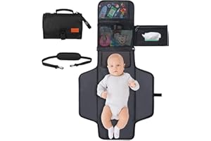 Vasttron Portable Diaper Changing Pad, Baby Changing pad with Smart Wipes Pocket for Newborn Girl & Boy, Waterproof Travel Changing Kit for Parents - an Ideal Baby Shower Gifts
