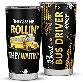Grawmise School Bus Driver Gifts for Men, BusDriver Tumbler, Bus Driver Appreciation Gifts, 20oz Stainless Steel TumblerGifts for School Bus Drivers, Bus Driver Christmas Gift
