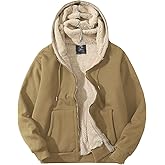 Flygo Men's Sherpa Hoodie Jacket Fleece Lined Zip Up Warm Hoodies Sweatshirt Winter Zipper Sweater Hooded Coat