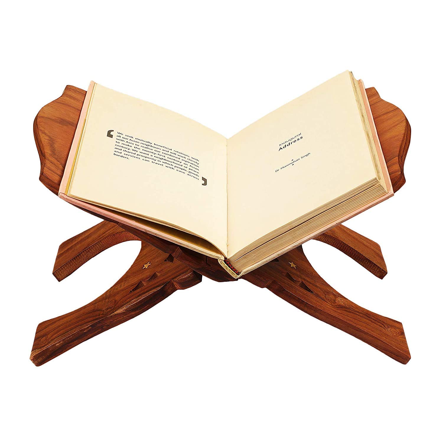 Workplace Wooden Hand Carved Holy Book Stand for Quran, Bible, Gita for