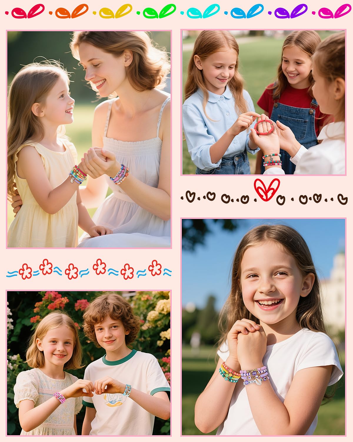 LovelyMoon Bracelet Making Kit 5000 Pcs Clay Beads Flat Preppy Beads for Friendship Jewelry Making Polymer Heishi Beads with Charms Gifts for Teen Girls Crafts for Girls Ages 6 7 8 9 10 11 12