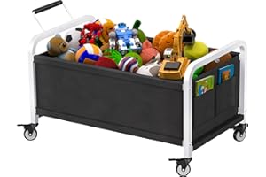 Ardier 80L Large Kids Toy Box with Wheels, Toy Chest Storage Organizer for Toddlers, Boys, Girls, Toy Storage Bin for Stuffed Animals, PlayRoom, Bedroom, Nursery, Living Room, White