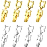 8PCS Foldover Bracelet Extender with Folding Clasp, Silver Gold Necklace Extender Clasp, Jewelry Extensions Chain for Necklaces Bracelets Anklets Watch Straps Jewelry Making DIY Handicrafts Repair
