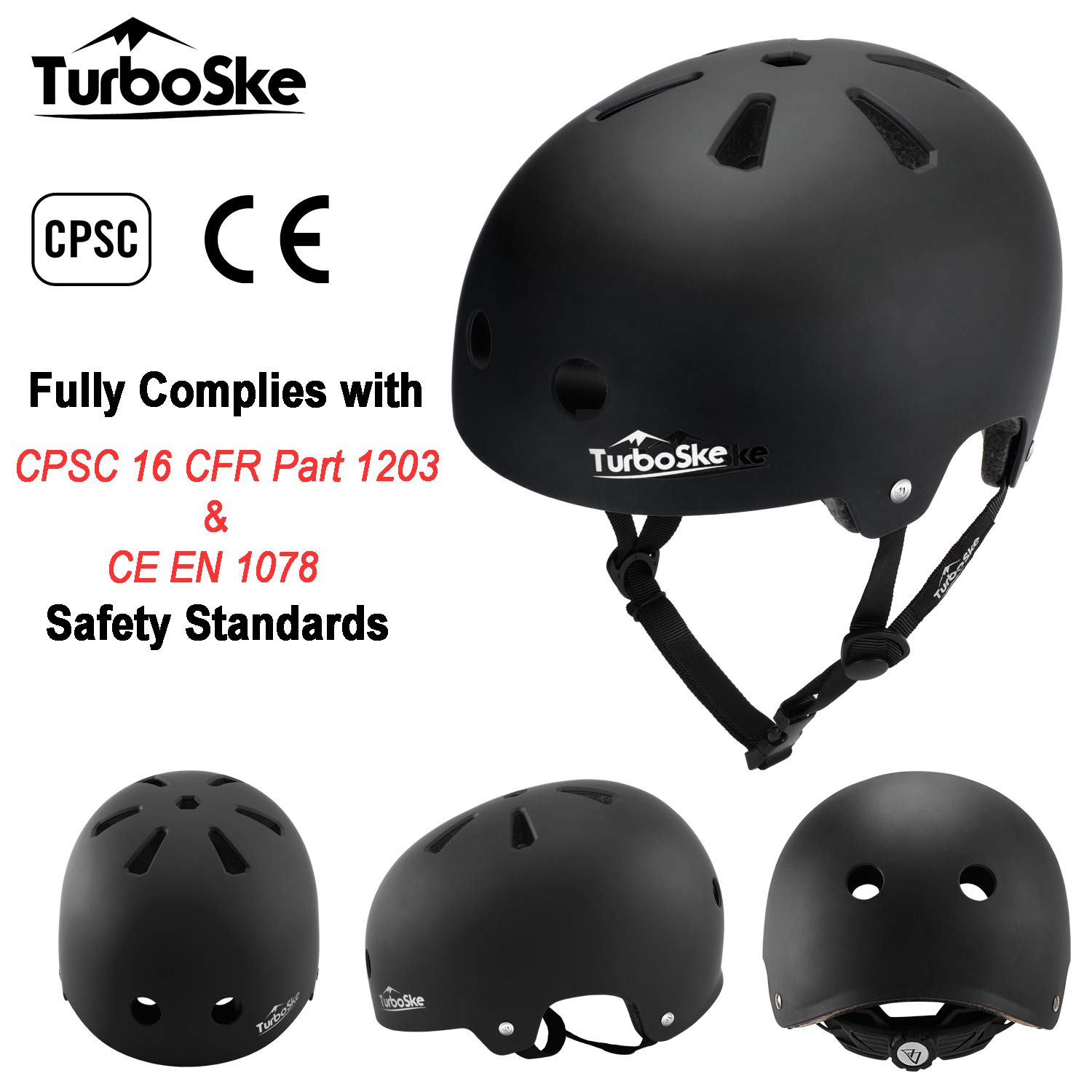 Skateboard Helmet, BMX Helmet, Multi-Sport Helmet, Bike Helmet for Kids, Youth, Men, Women