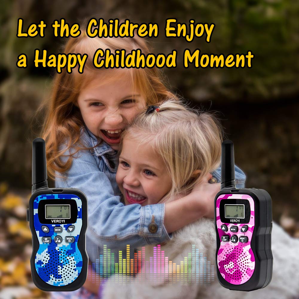Veroyi Walkie Talkie for Kids, Boys and Girls, 22 Channels 2 Way Radio Toys with Backlit LCD Display and Flashlight for Indoor Outdoor Activity (2-Pack)