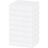 Homaxy 100% Cotton Waffle Weave Kitchen Dish Towels, Ultra Soft Absorbent Quick Drying Cleaning Towel, 13 x 28 Inches, 8-Pack, White