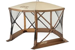 CLAM Pop Up Screen Tent, Outdoor Camping Gazebo Canopy, Venture, 9' x 9', Brown