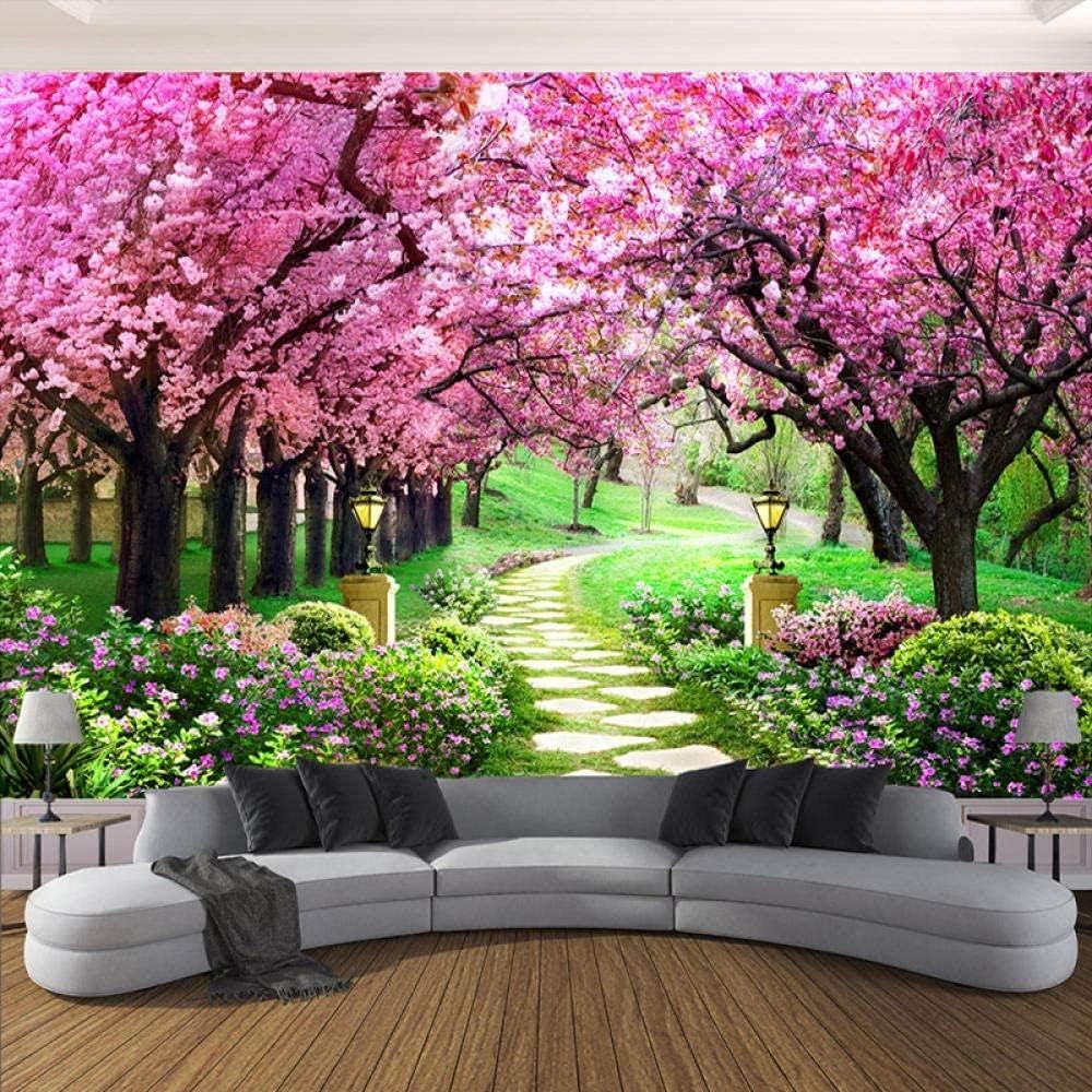 Papel tapiz fotográfico 3D flores románticas cerezo papel tapiz mural
