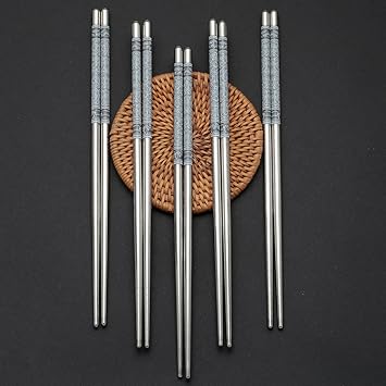 hopewey 10 Paar Essstäbchen aus Edelstahl wiederverwendbar und spülmaschinenfest - umweltfreundliches asiatisches Besteck wie