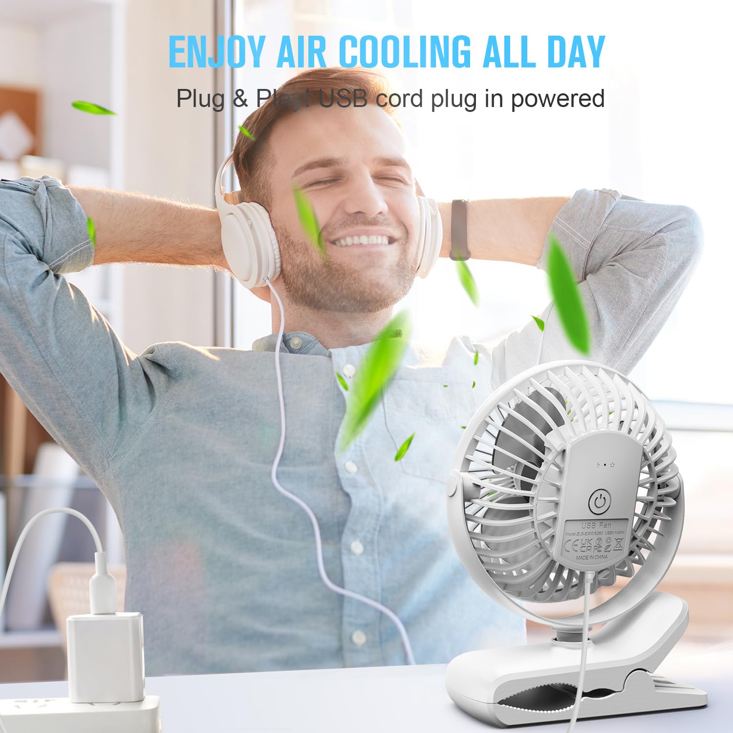 BESKAR Clip on Fan, 360° Rotation Quiet Stroller Fans with Strong Airflow,3 Speeds, Portable Small Fans with Sturdy Clamp,Perfect Personal Cooling Fan for Office Table Bedroom Kitchen