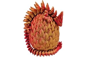 ZZ LIFE Surprise Dragon Egg Articulating Gemstone Dragon Fidget Figurine - 3D Printed Dragons Flexible ADHD, Autism, Relief Anxiety - Articulated Joints (Gold Red)