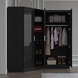 Reflect 2 Piece Wardrobe Bundle | 2 Door Corner & Plain | Black Gloss view 5