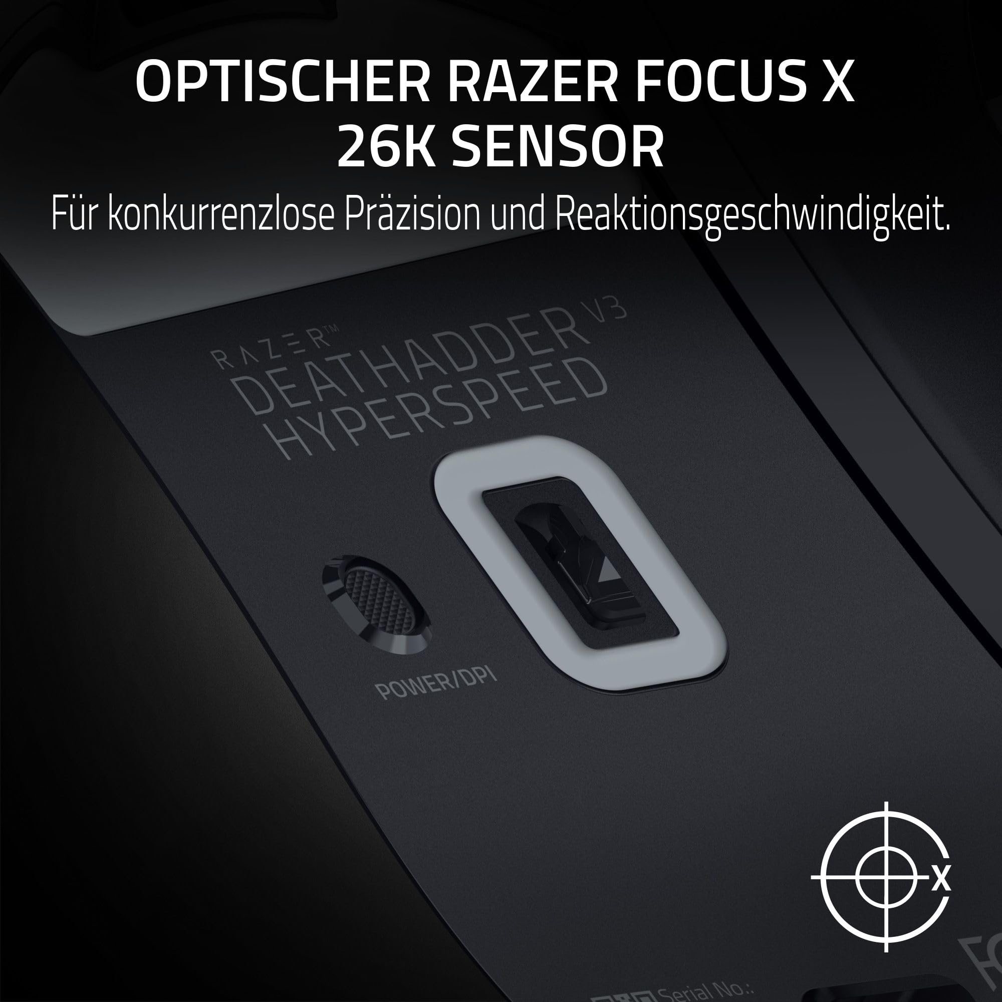 Razer DeathAdder V3 HyperSpeed - Ultra leichte kabellose ergonomische E-Sport Gaming-Maus mit 26K DPI (55g leicht, Soft-Touch-Beschichtung, 100 Stunden Laufzeit, HyperSpeed mit 8K Hz) Schwarz 7