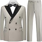 Rogers & Morris Tuxedo Suits for Men Solid 2 Piece Regular Fit Formal Set Peak Lapels Double Breasted Jacket and Pants