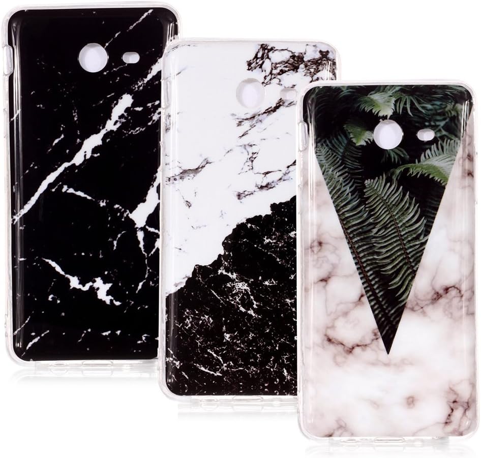 IVY Basic Cases Galaxy J3 Prime Marble TPU Case Cover [3-Pack][Anti-Shock][Anti-Scratch] for Samsung J3 Emerge - Black,White,Gray
