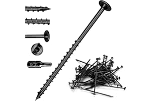 PuCiss #10×3 Inch Deck Screws,50pcs Structural Wood Screws,Heavy-Duty Outdoor Screw,Construction,Timber,Framing,Rust Resistant Black Ceramic Coating,Torx Bit Included