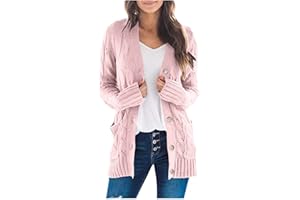 FLEKMANART Winter Coats for Women 2023 Cable Knit Long Sleeve Sweaters Button Down Fall Outwear Coat Comfy Open Front Cardigan