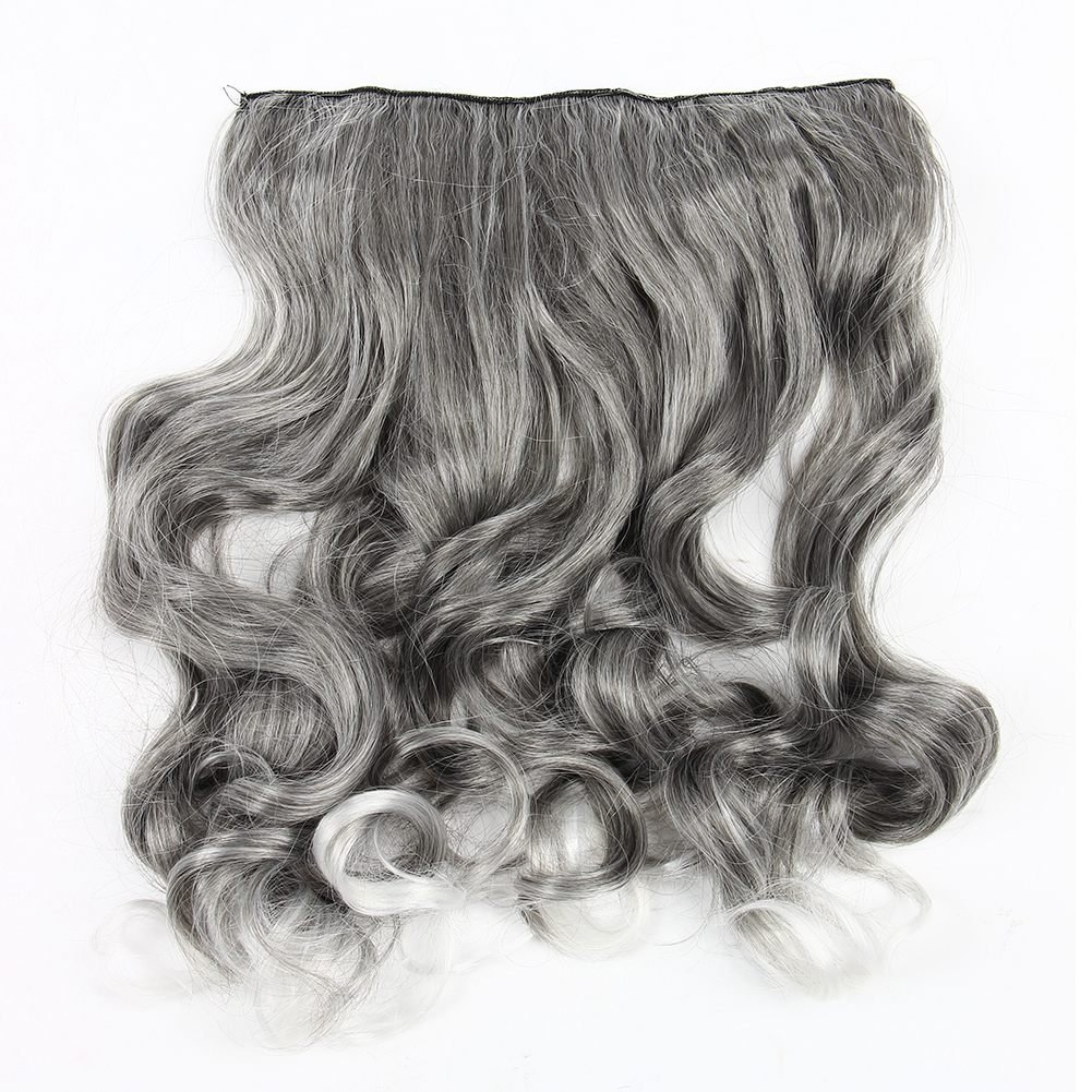Sodial R New Fashion Hair Color Trend Silver Gray White Curly Clip In Hair Extensions Grandma Hair