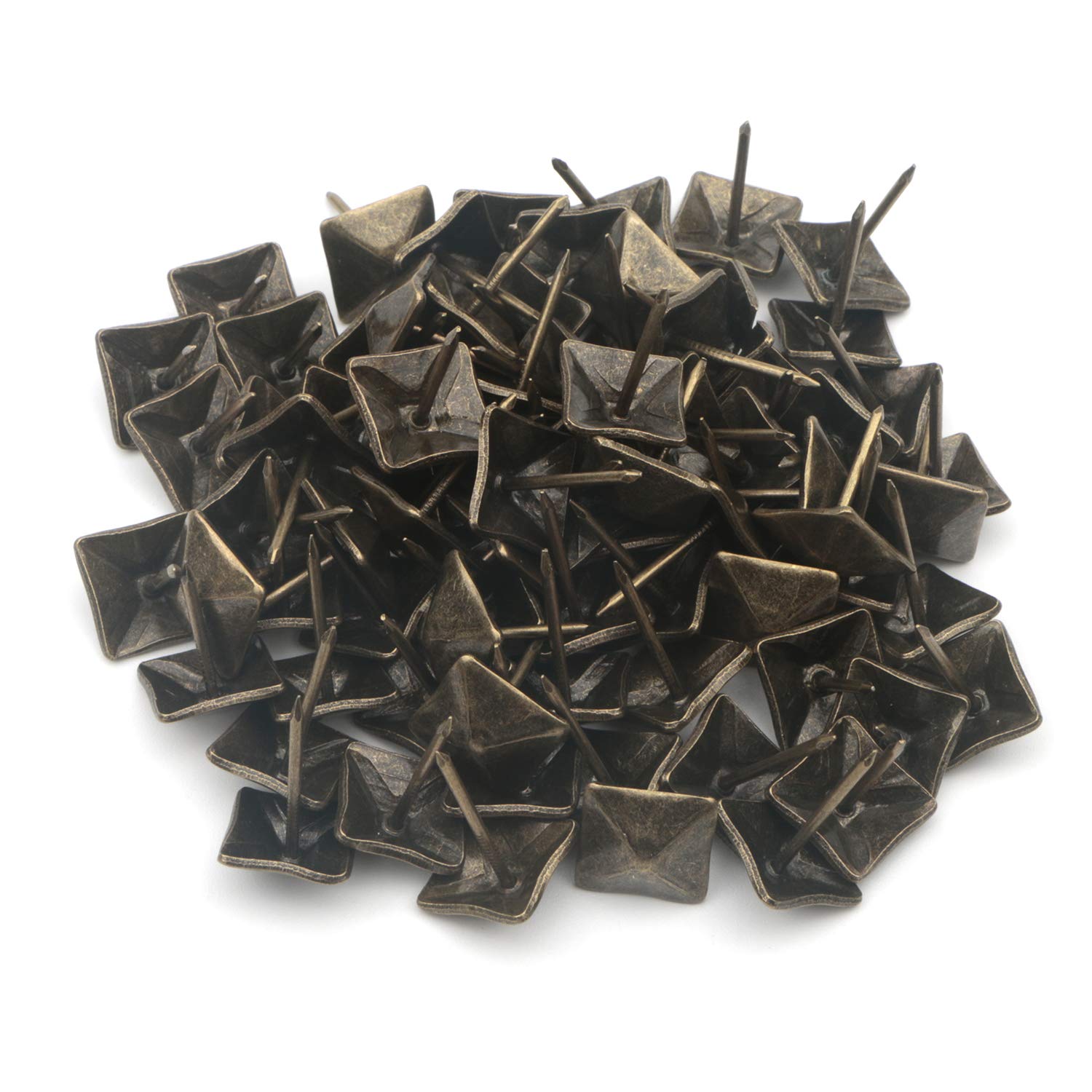 Pxyelec Pack of 50 Vintage Square Upholstery Furniture Decorative Stud Nails Pins Tacks 14x20mm-Iron Metal Decorative Studs & Nails for Furniture, Sofa, Chair, Wooden Boards