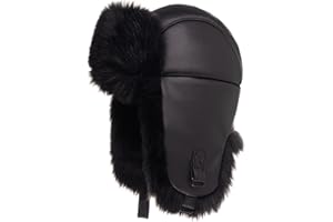 Futrzane Leather Trapper Hat - Ladies Russian Hats with Ear Flaps - Warm Ushanka