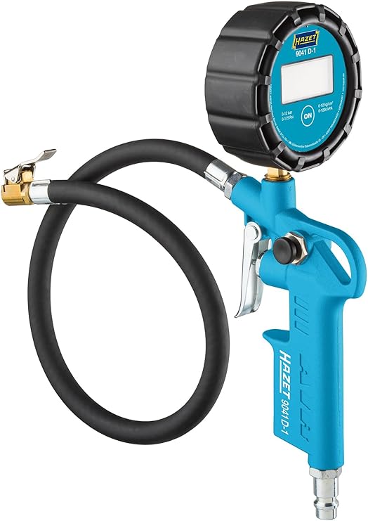 Hazet Reifenfüll-Messgerät (Beleuchtete, digitale Anzeige, Manometer-Durchmesser: 65 mm, Messbereich: 0-12 bar) 9041D-1
