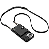 STANDARD CARRY Crossbody Wallet Phone Case for Women | iPhone 16 Pro Max | 100% Genuine Pebble Leather with Gold Hardware | Adjustable & Removable Strap | Mag Safe Flip Card Holder