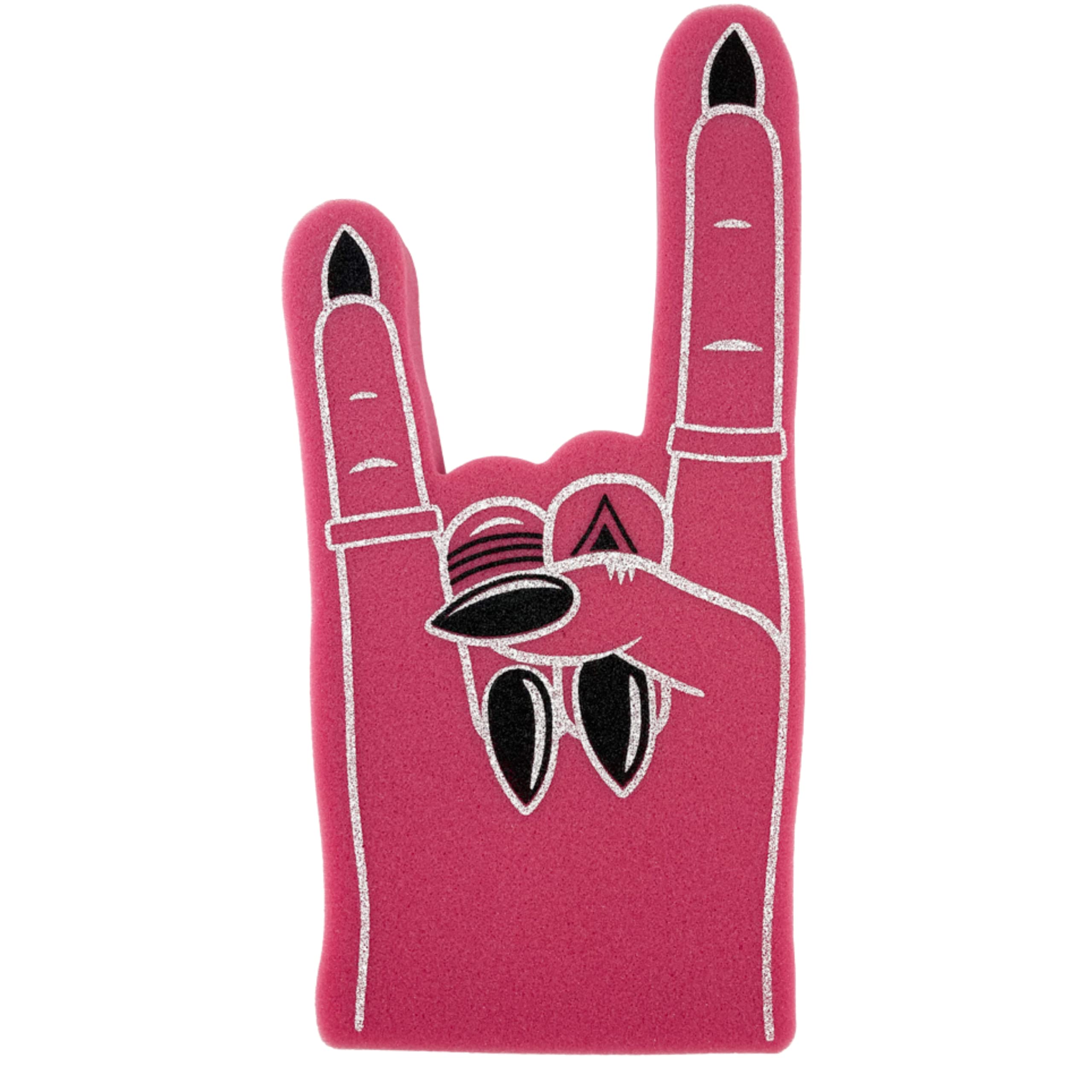 Photo 1 of FUNSTITUTION Giant Foam Finger 18 Inch - Female Foam Hand for All Occasions - Seen on Miley Cyrus - Cheerleading for Sports - Use as Celebration Pom Poms Pink