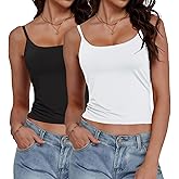 Vidifid Women Sexy Scoop Neck Tank Top Adjustable Spaghetti Strap Camisole Summer Y2K Going Out Basic Cami Shirt