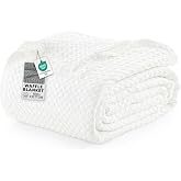 Utopia Bedding 100% Cotton Waffle Blanket Queen Size White, 90x90 Inch | Lightweight Breathable Cozy Summer Bed Blanket Home Decor Gift for Women and Men