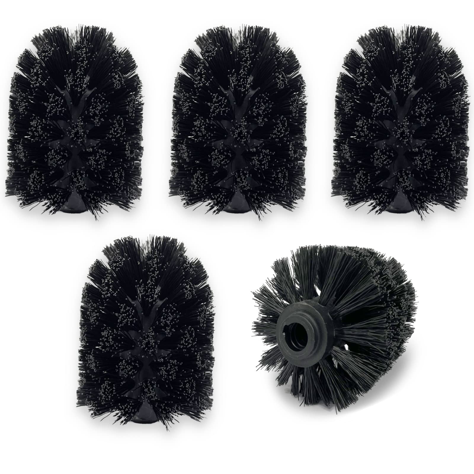 Replacement Brush Head for Stainless Steel Toilet Brush, WAVEWO Toilet Brush Head, Pack of 5, 7 x 7 x 9 cm, Black