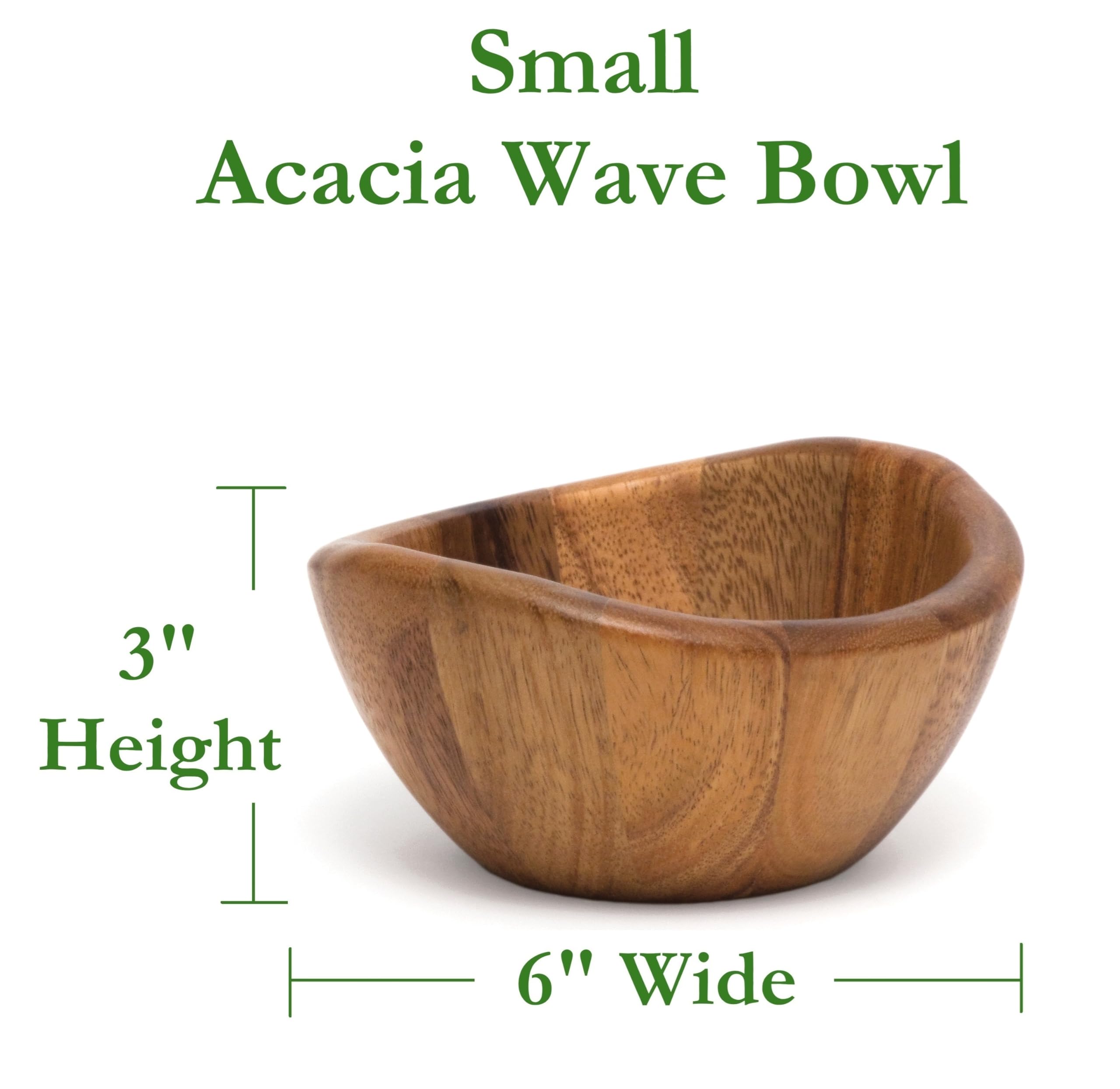 Lipper International Acacia Wave Serving Bowl for Fruits or Salads, Small, 6" Diameter x 3" Height, Single Bowl,20 fluif ounces - Image 2