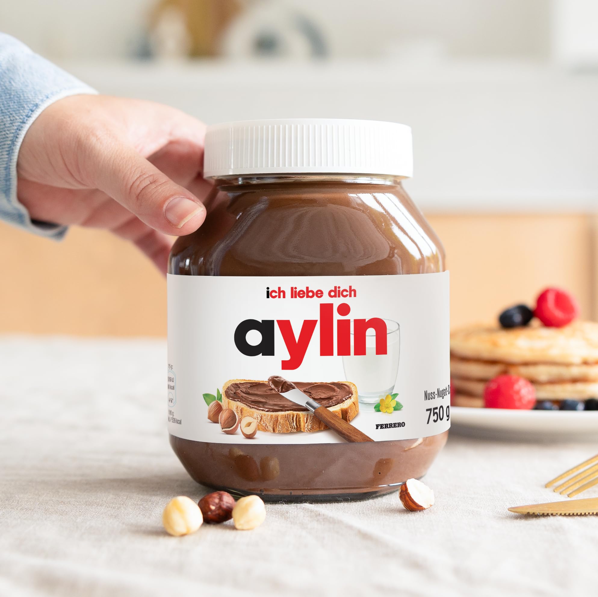 Personalisiertes Nutella-Glas mit Geschenkbox - das Highlight für den Frühstückstisch Geburtstagsgeschenk für Männer & Frauen (750 Gramm, personalisiertes Etikett)