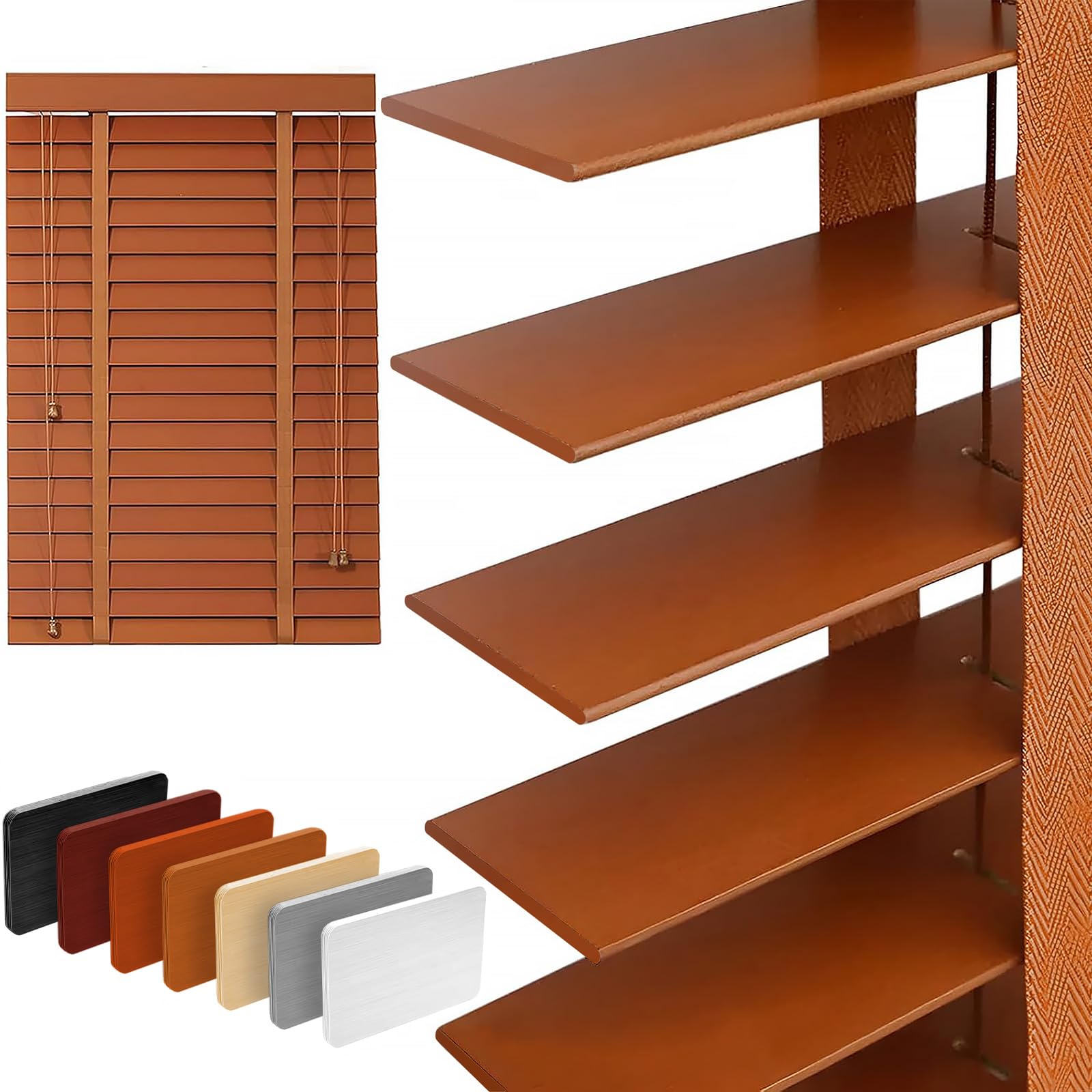 Photo 1 of 2" Slats Wood Blinds for Indoor Windows: Solid Wooden Blackout Blinds & Shades,Black Out Privacy Horizontal Blinds for Home Bedroom Bathroom Living Room Windows and Doors 30.5" WX64 H Warm Brown